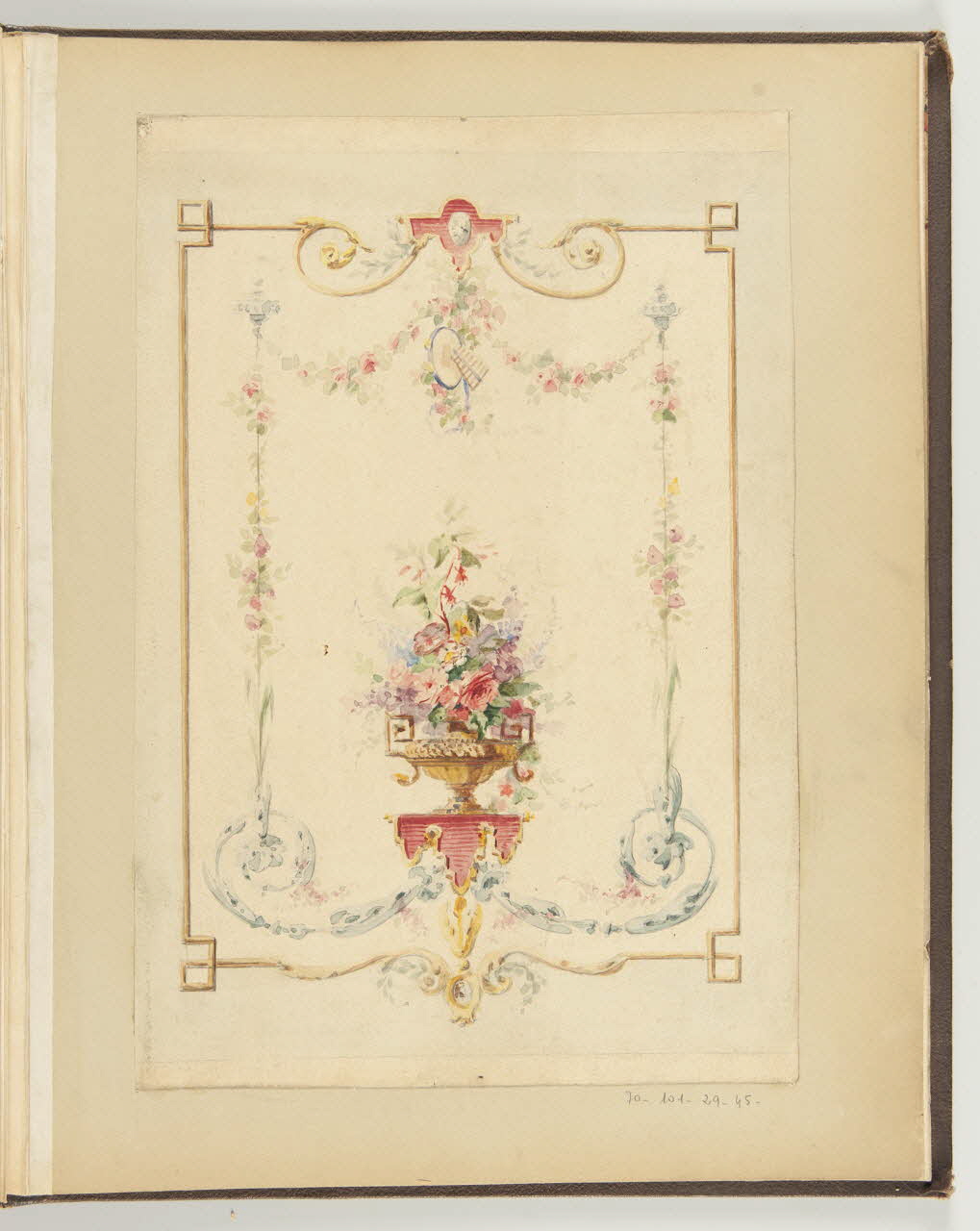 Louis Thivet album Projet de store de boutique : vase, bouquet et guirlandes de fleurs 1886-1914 1970.101.29.45 Photo