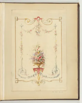 Louis Thivet album Projet de store de boutique : vase, bouquet et guirlandes de fleurs 1886-1914 1970.101.29.45 Photo