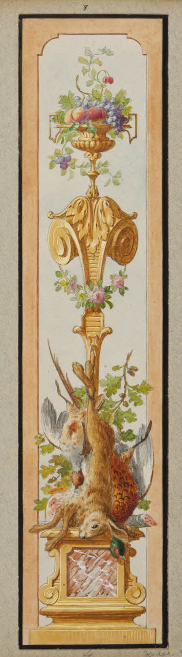 album Projet d'un panneau de charcuterie : vase, fruits et trophée de gibiers 1970.101.30.14 Photo