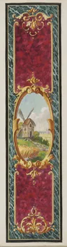 album Projets de deux panneaux de charcuterie et de boulangerie : vase de fleurs avec trophée de gibiers et paysage avec moulin à vent 1970.101.30.18.1/2 Photo