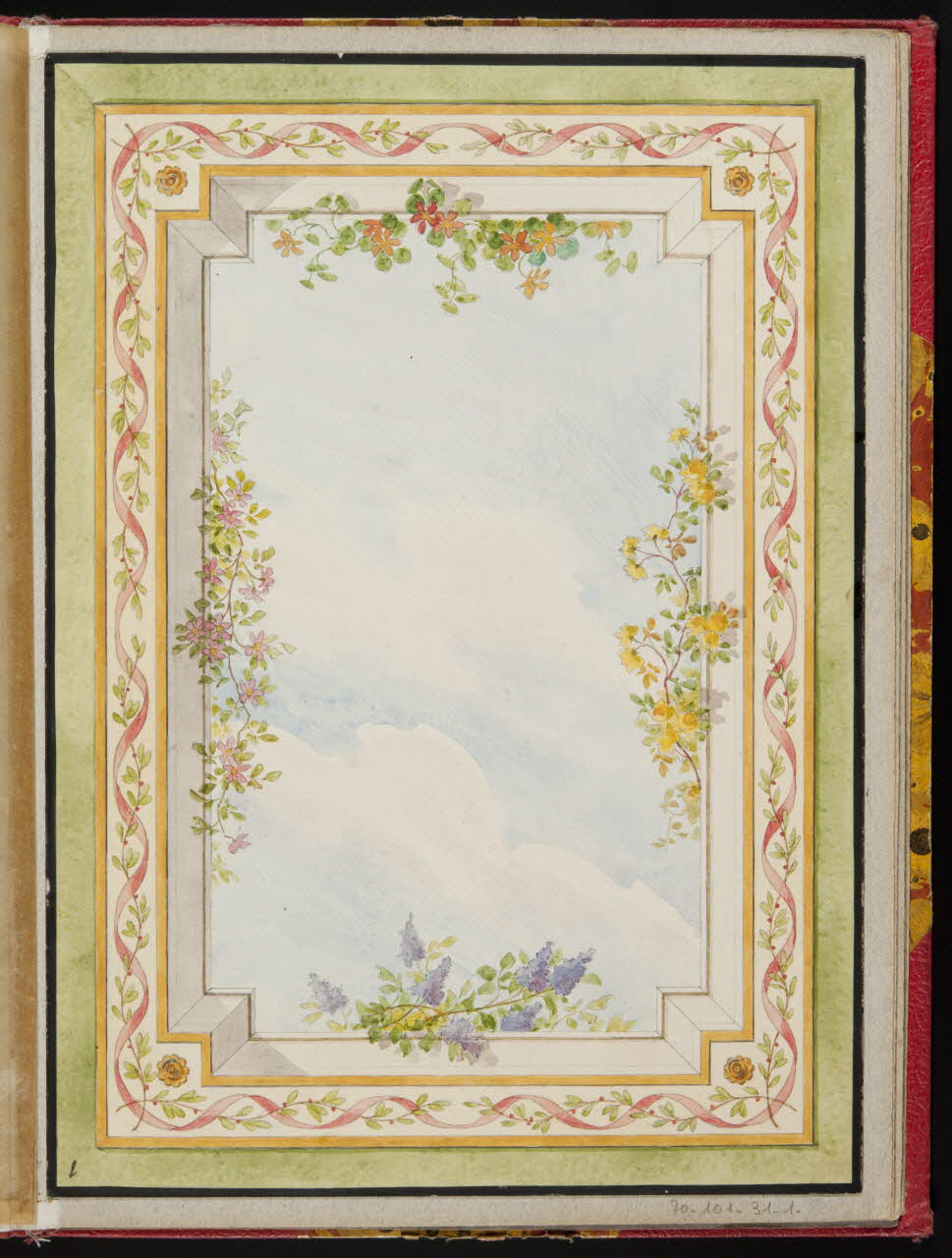 album Projet d'un décor de plafond : ciel avec fleurs 1970.101.31.1 Photo