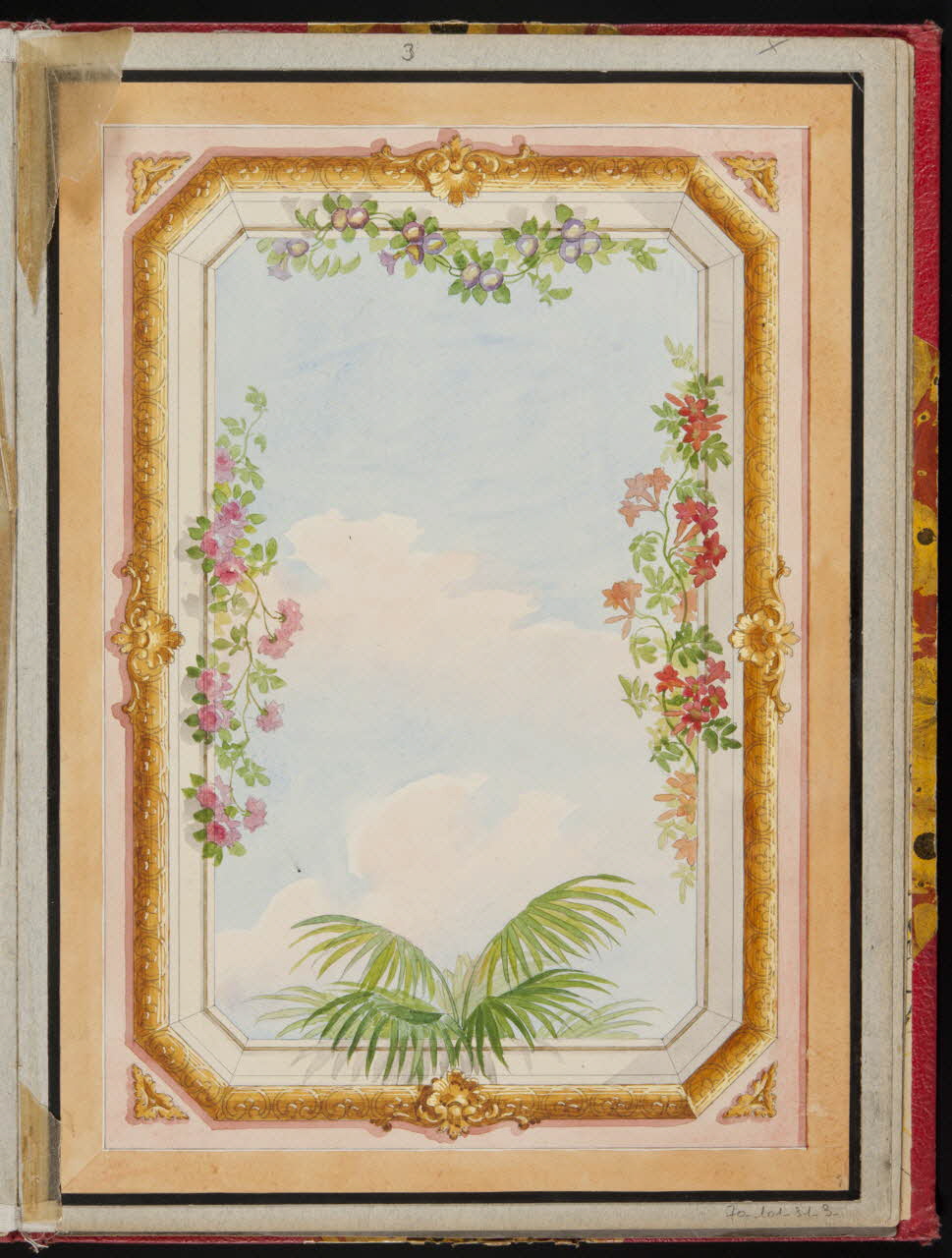 album Projet d'un décor de plafond : ciel avec fleurs 1970.101.31.3 Photo