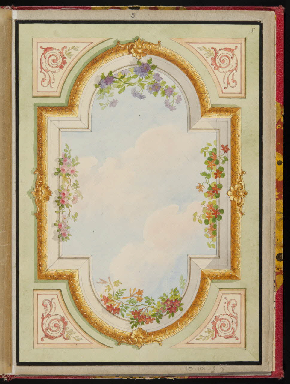 album Projet d'un décor de plafond : ciel avec fleurs 1970.101.31.5 Photo