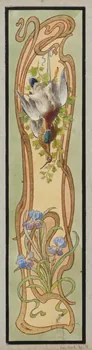 album Projet d'un panneau de boutique : rinceaux art nouveau, trophée de gibiers d'eau et iris 1970.101.31.9 Photo