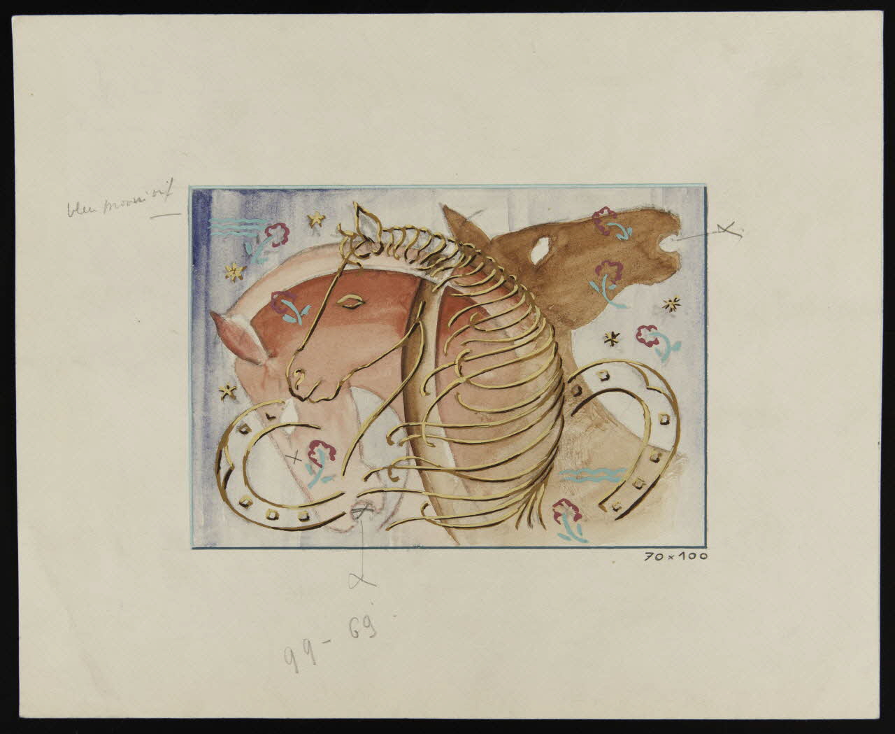 dessin Projet d'un décor de boutique : trois chevaux 1970.101.36 Photo