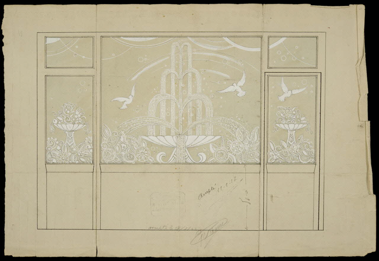 F. Tarrisse pendant Projet d'un décor de boutique : fontaine et colombes 1932-1942 1970.101.44 Photo
