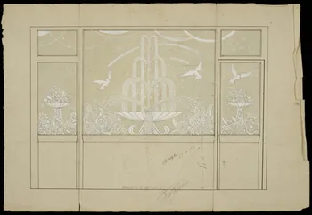 F. Tarrisse pendant Projet d'un décor de boutique : fontaine et colombes 1932-1942 1970.101.44  Photo
