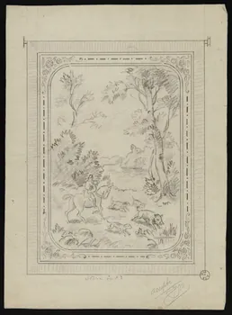 dessin Projet d'un décor pour un store de boucherie 1970.101.68  Photo