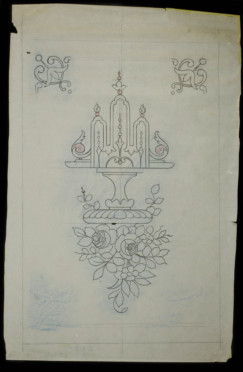 Fontange affiche Projet de panneau ornemental au motif végétal 1950 1970.105.10 Photo