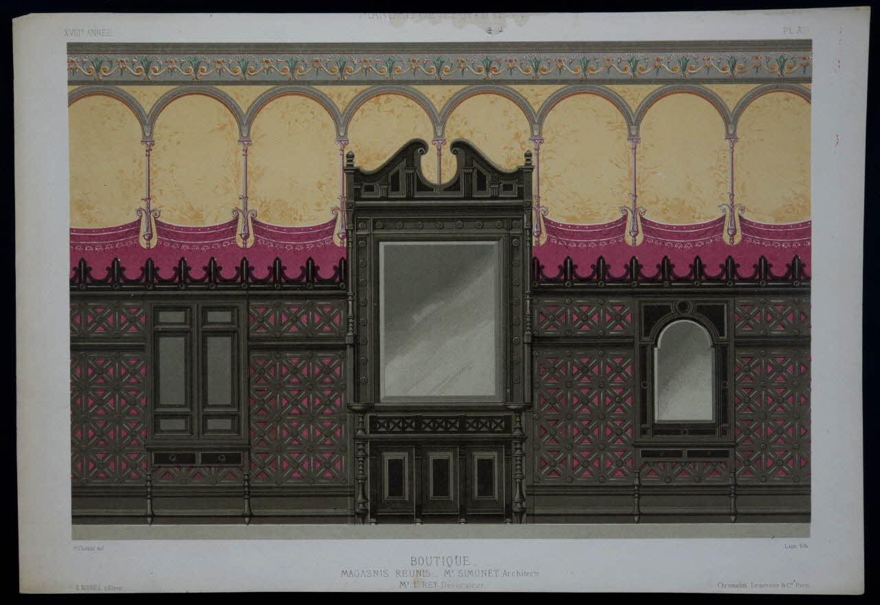 estampe MANUEL DE PEINTURES.  BOUTIQUE.  MAGASINS REUNIS _ Mr. SIMONET Architecte.  Mr L. REY Décorateur. 1970.109.22 Photo