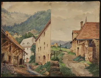 dessin Deux ruelles de village 1970.111.3 Photo