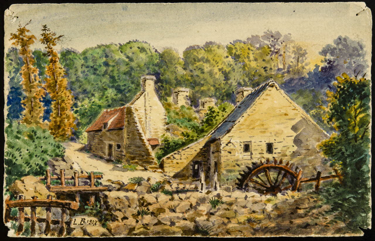 Benoist Louis carte postale Vue d'un moulin à eau dans un paysage 1907 1970.111.37 Photo