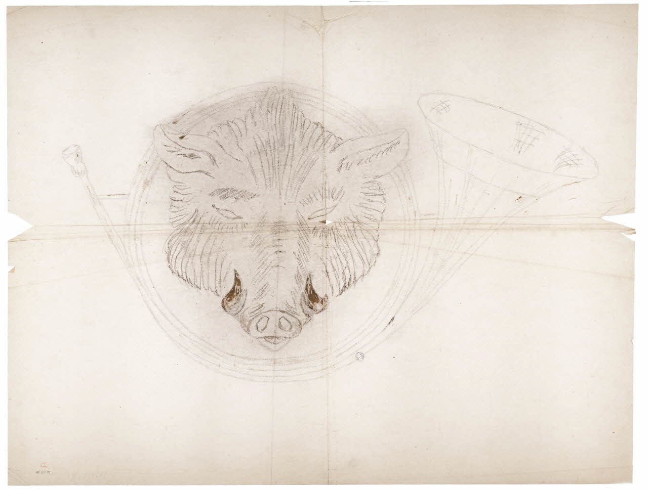 dessin Poncif représentant une tête de sanglier 1970.112.38 Photo