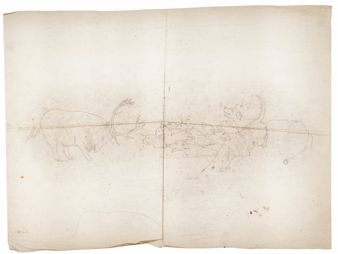 dessin Poncif représentant une chasse à courre 1970.112.39 Photo