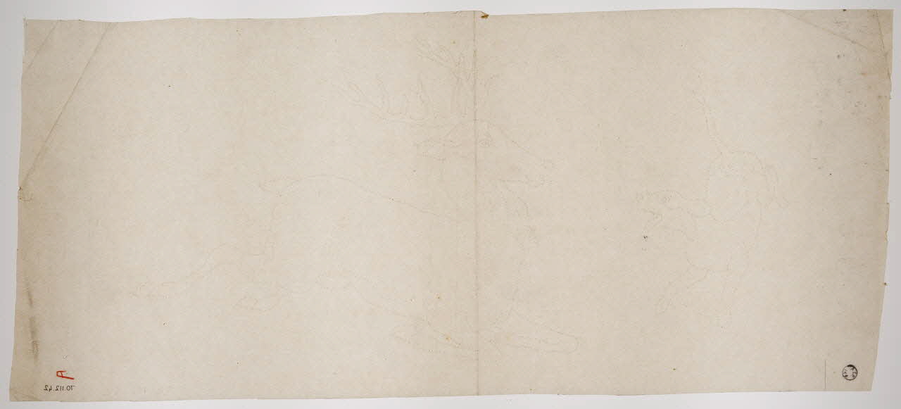 dessin Poncif représentant un cerf et un chien de chasse 1970.112.42 Photo