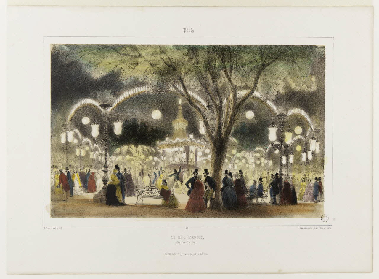 estampe LE BAL MABILE, Champs-Elysées. 1970.12.13 Photo