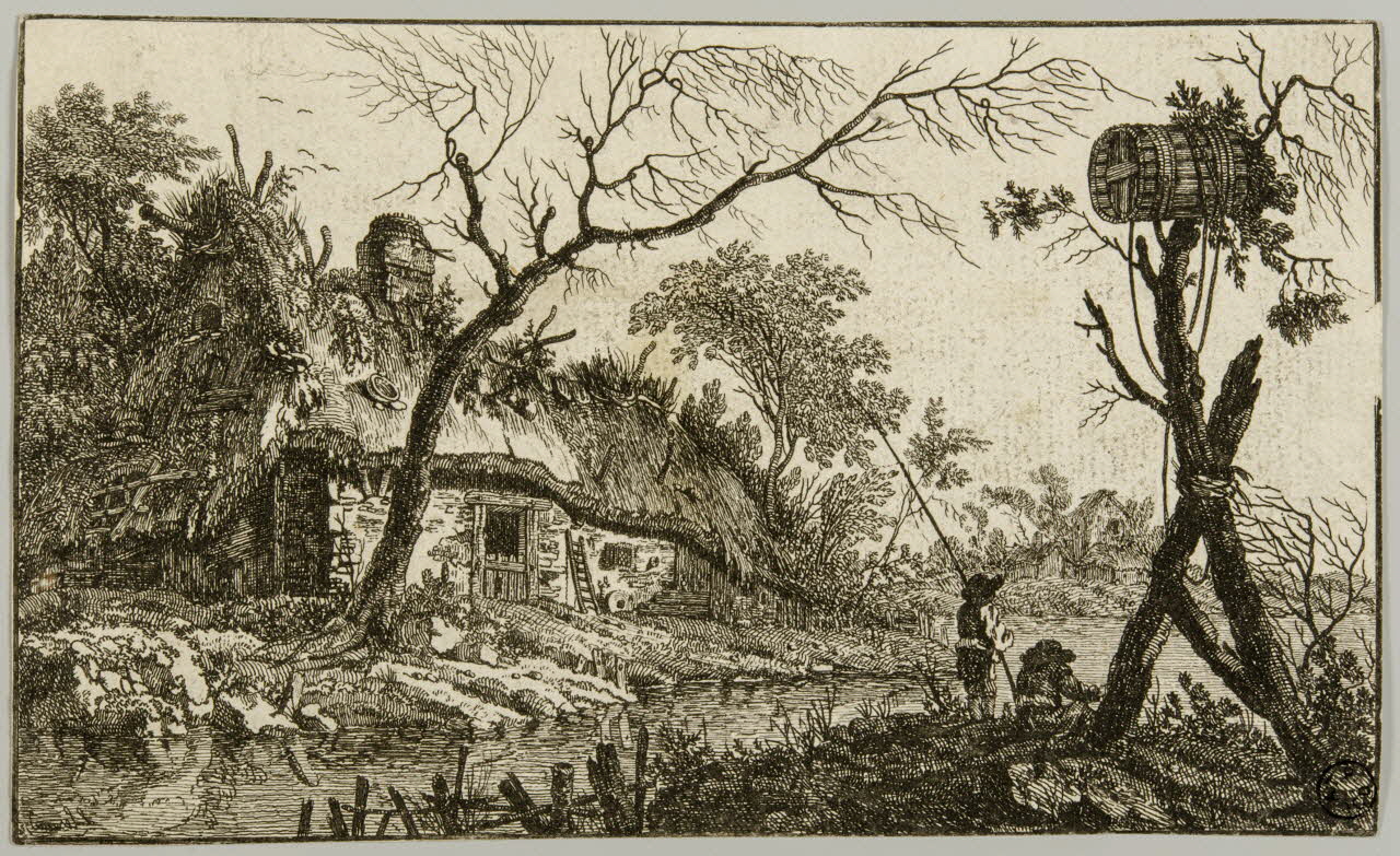 estampe Maison au bord d'une rivière et pêcheurs 1970.12.15 Photo