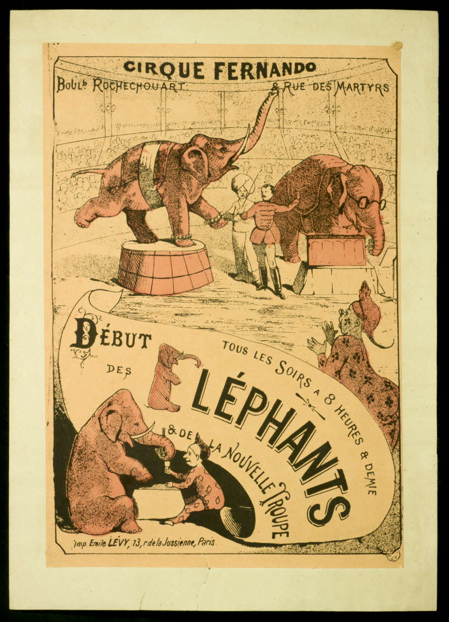 affiche CIRQUE FERNANDO  DEBUT  DES ELEPHANTS  & DE LA NOUVELLE TROUPE 1970.12.30 Photo