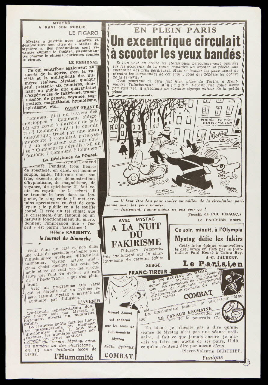 estampe EN PLEIN PARIS  Un excentrique circulait  à scooter les yeux bandés 1970.135.6 Photo