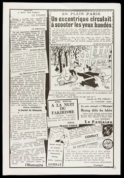 estampe EN PLEIN PARIS  Un excentrique circulait  à scooter les yeux bandés 1970.135.6  Photo