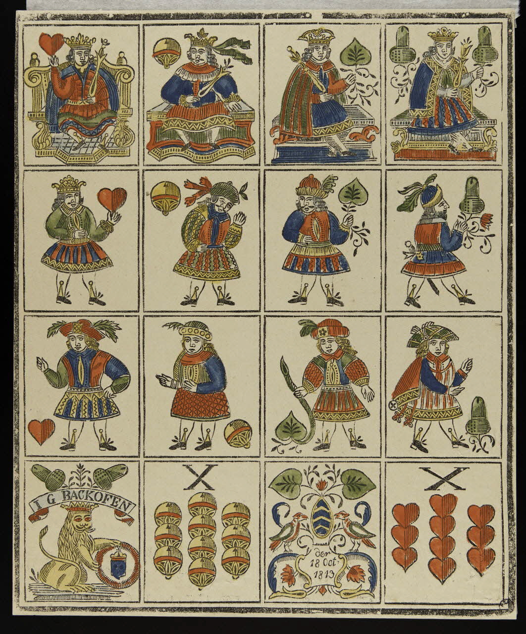 Backofen I. G. jeu de cartes Jeu au portrait régional germanique Munich 1813 1970.141.162.2 Photo