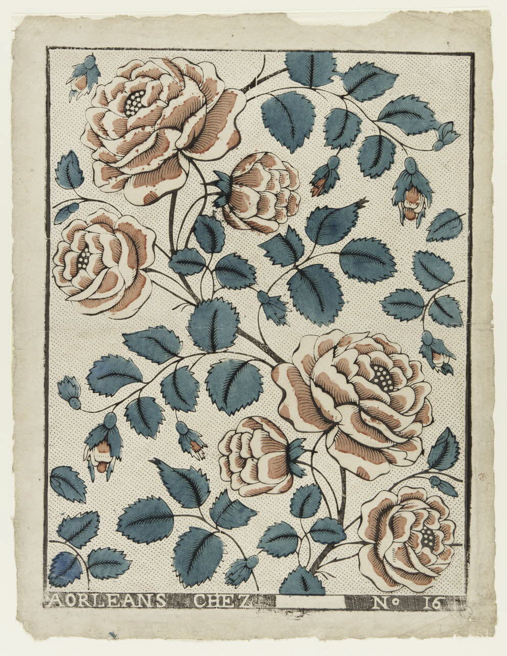 imagerie ancienne Dominoterie à décor floral 1970.23.18 Photo