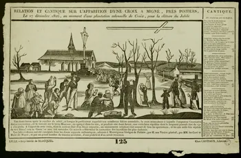 Jean-Baptiste Castiaux ; Simon-François Blocquel imagerie ancienne RELATION ET CANTIQUE SUR L'APPARITION D'UNE CROIX A MIGNE, PRES POITIERS, Lille 1826-1837 1970.24.21  Photo