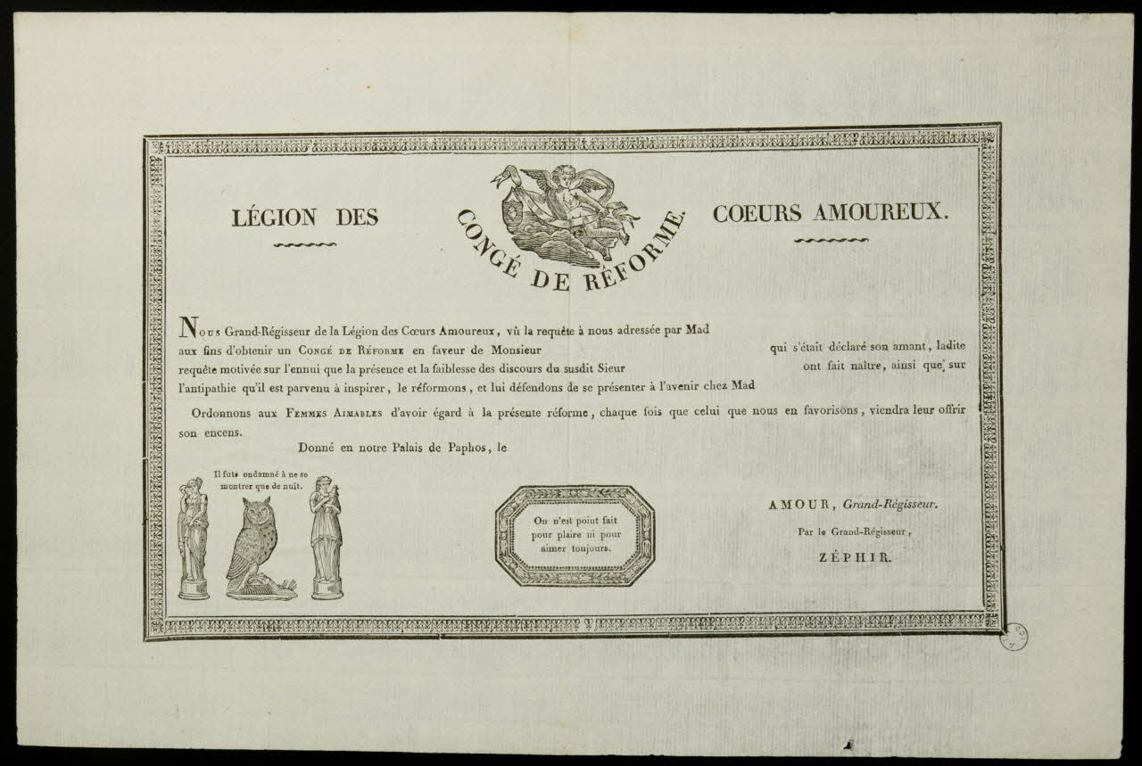 estampe LEGION DES COEURS AMOUREUX.  CONGE DE REFORME. 1970.24.35 Photo