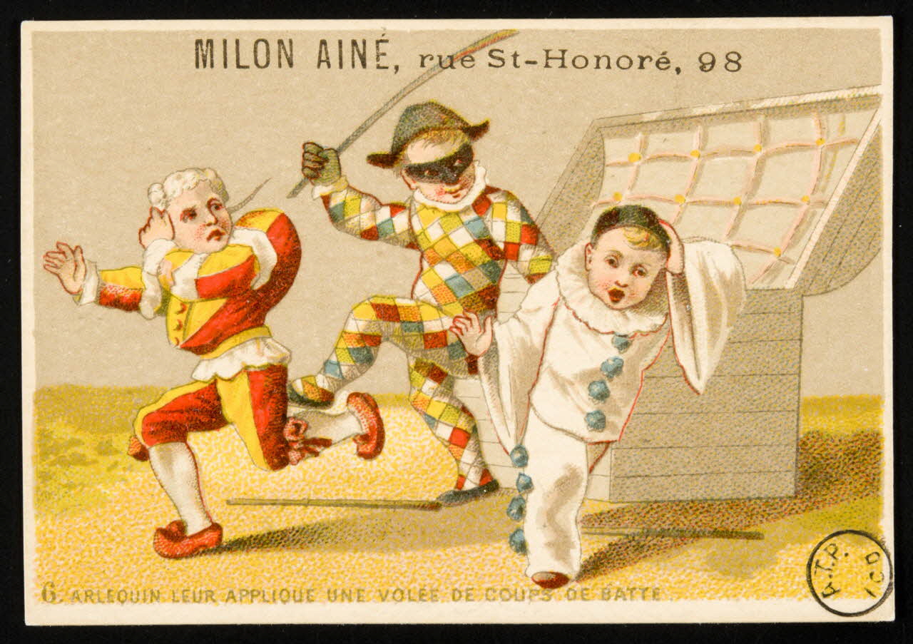 estampe ARLEQUIN LEUR APPLIQUE UNE VOLEE DE COUPS DE BATTE 1970.32.12 Photo