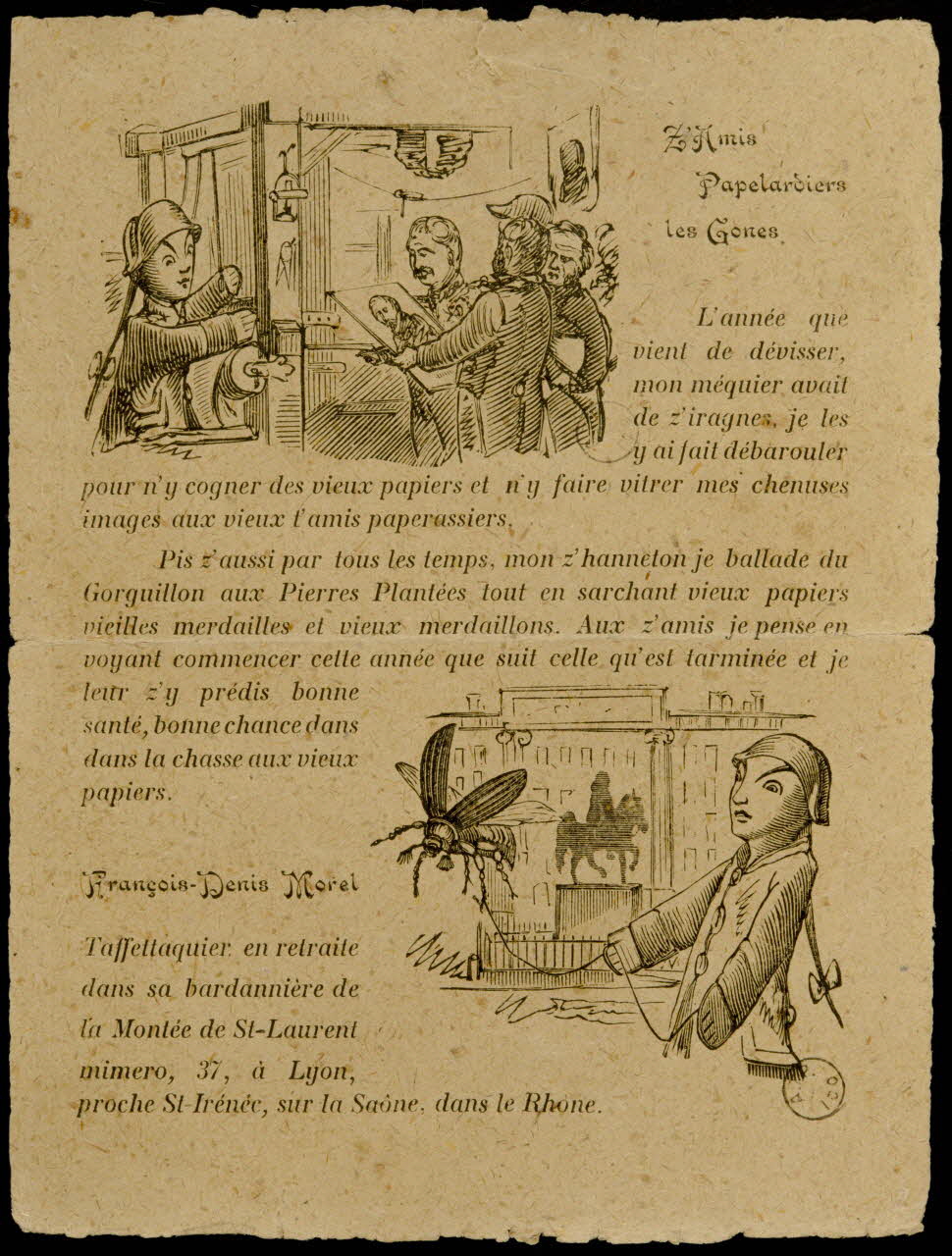 estampe Z'Amis  Papelardiers  les Gones 1970.32.13 Photo