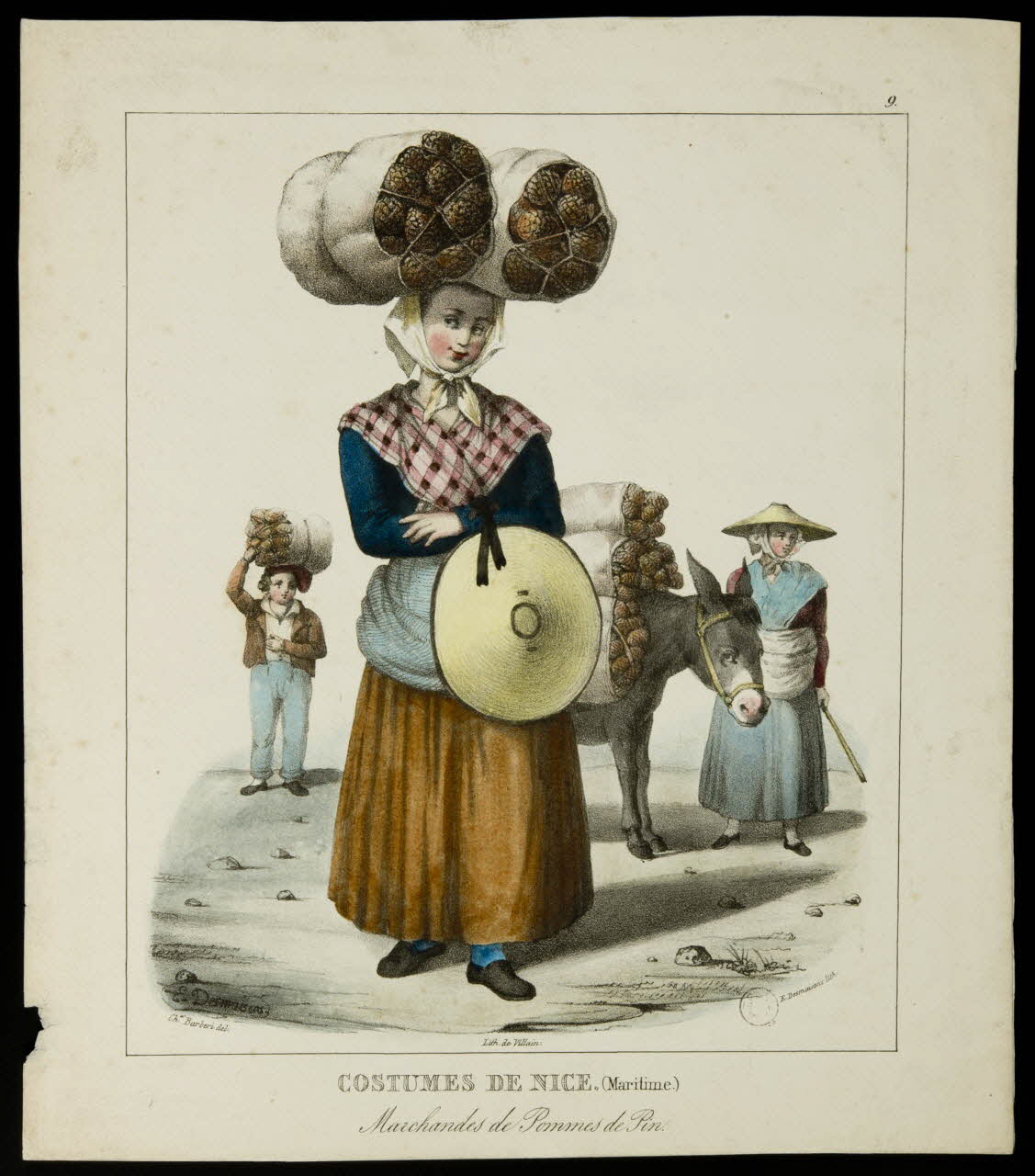 estampe COSTUMES DE NICE. (Maritime)  Marchandes de Pommes de Pin. 1970.46.1 Photo