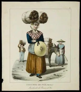 estampe COSTUMES DE NICE. (Maritime)  Marchandes de Pommes de Pin. 1970.46.1  Photo