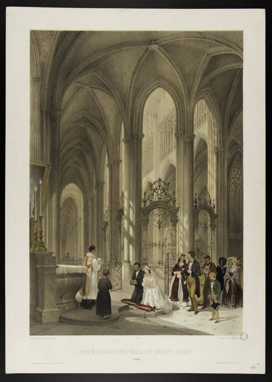 estampe INTERIEUR DE L'EGLISE SAINT OUEN  A ROUEN. 1970.47.72 Photo