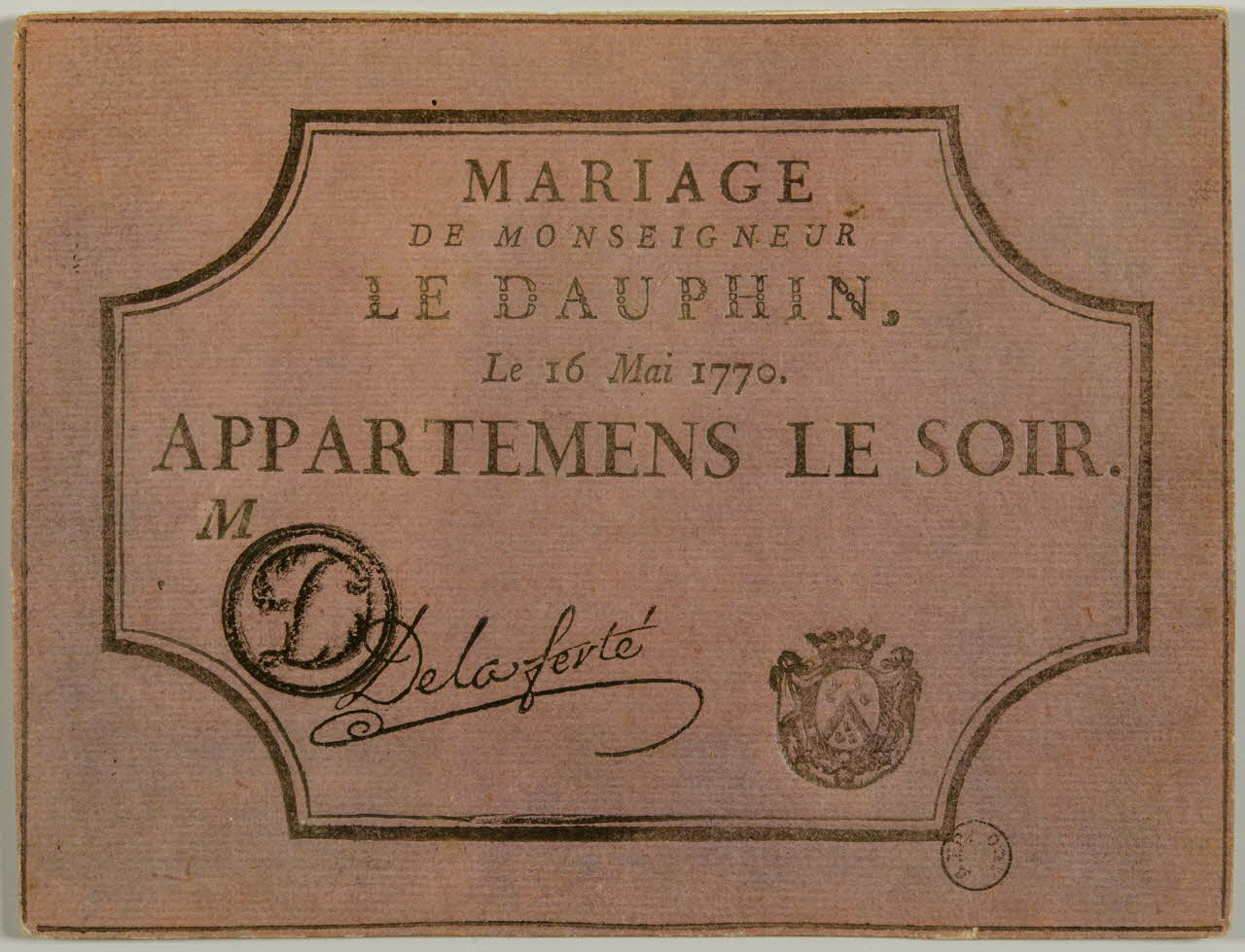 estampe MARIAGE  DE MONSEIGNEUR  LE DAUPHIN 1970.47.94 Photo