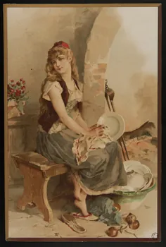 estampe Jeune fille essuyant la vaisselle 1970.47.97  Photo