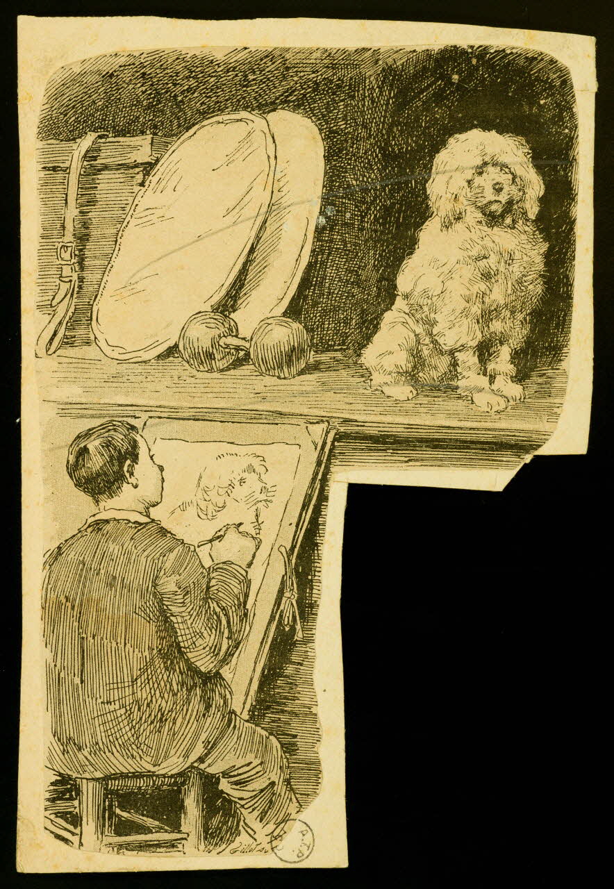 estampe Homme faisant le portrait d'un chien 1970.49.109 Photo