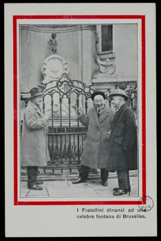 estampe I Fratellini dinanzi ad una  celebre fontana di Bruxelles. 1970.49.145  Photo
