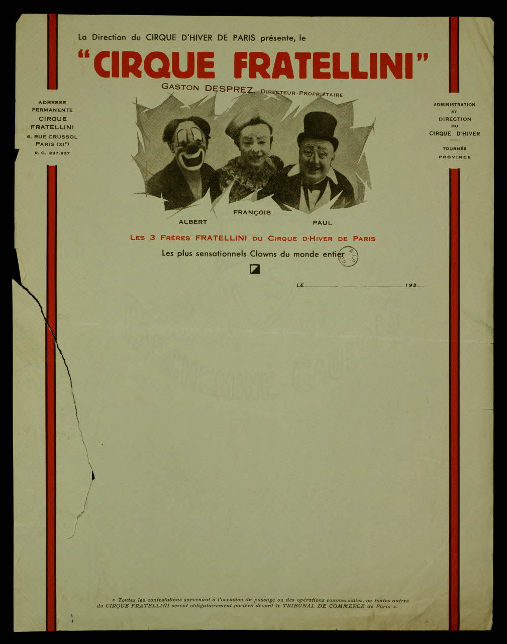 estampe "CIRQUE FRATELLINI" 1970.49.151 Photo