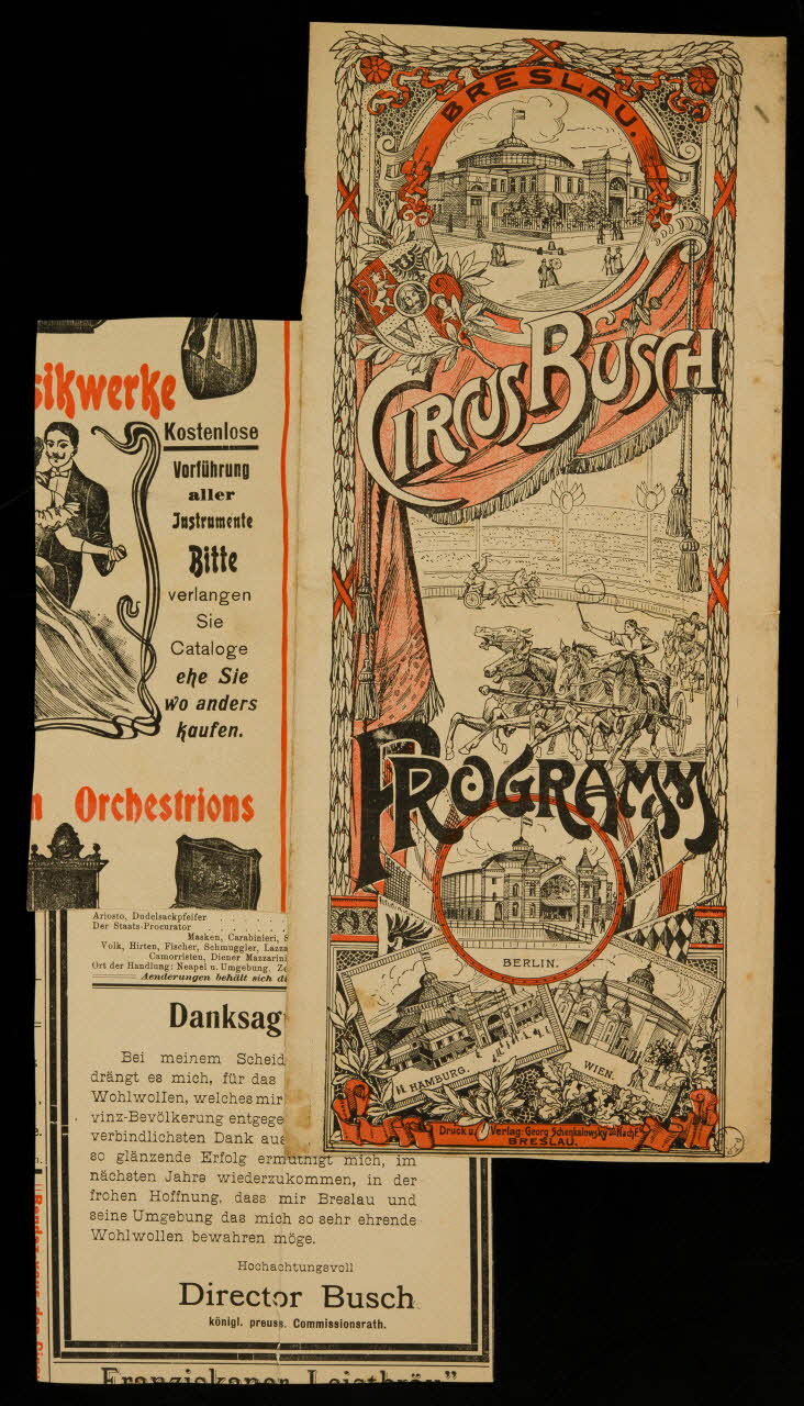 estampe BRESLAU.  CIRCUSBUSCH  PROGRAMM Breslau(Allemagne) 1903 1970.49.162 Photo