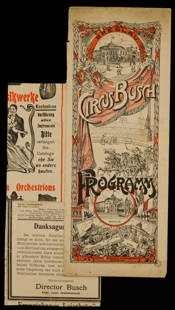 estampe BRESLAU.  CIRCUS BUSCH  PROGRAMM Breslau(Allemagne) 1903 1970.49.163 Photo