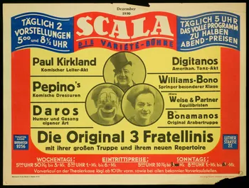 Holzhauser-Druck affiche SCALA  DIE VARIETE - BÜHNE  Die Original 3 Fratellinis Allemagne 1930 1970.49.34  Photo