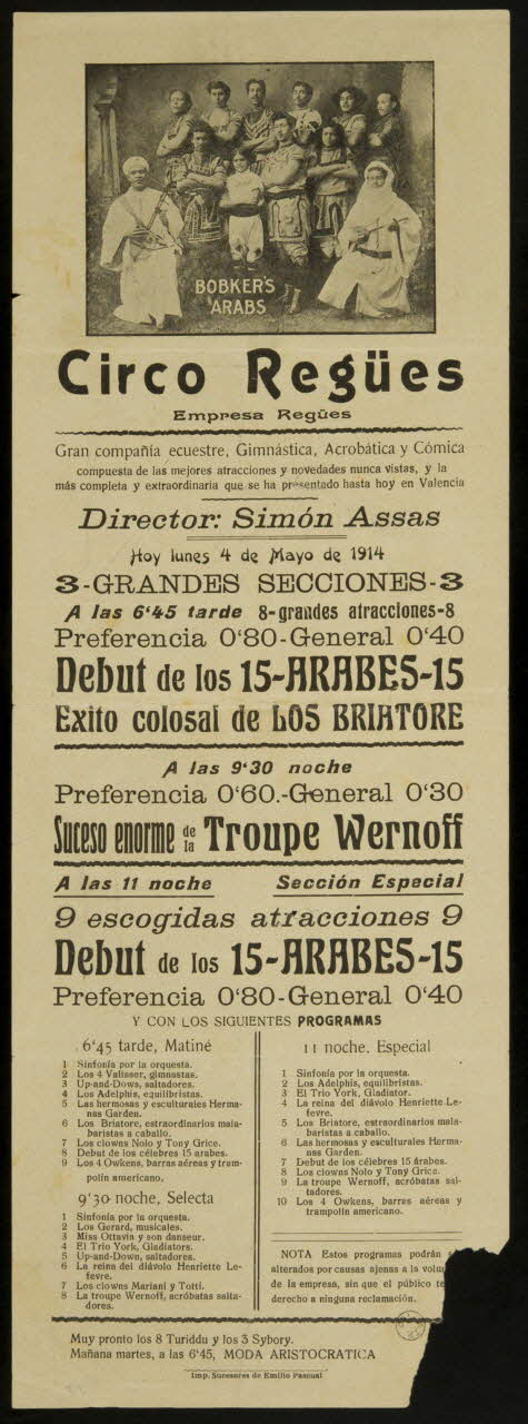affiche Circo Regües  BOBKER'S  ARABS 1970.49.77 Photo