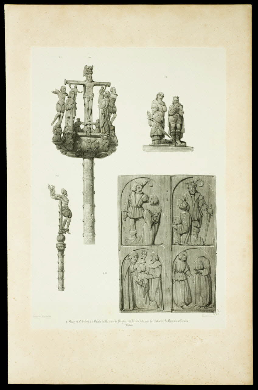 estampe Croix de St. Herbot.-Détails du Calvaire de Pleyben 1970.57.7 Photo