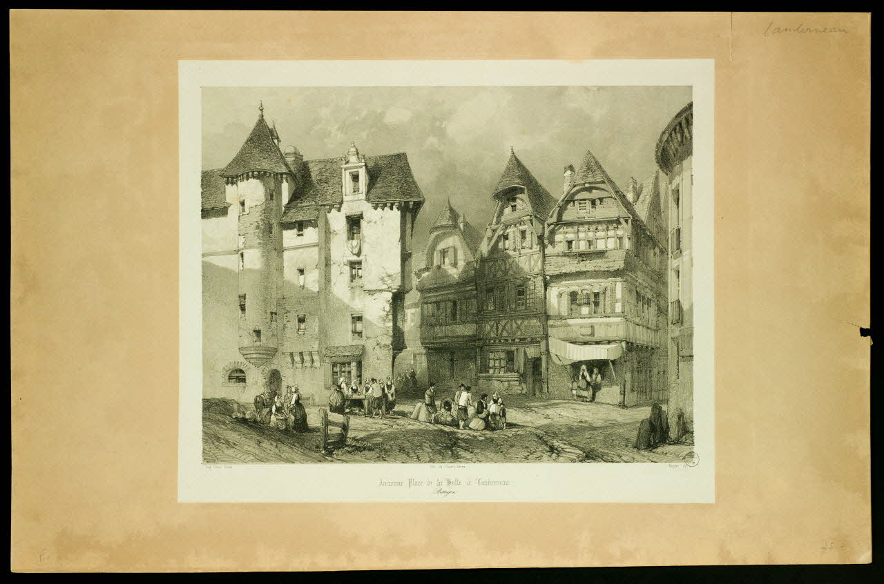 estampe Ancienne Place de la Halle à Landerneau. 1970.81.24 Photo