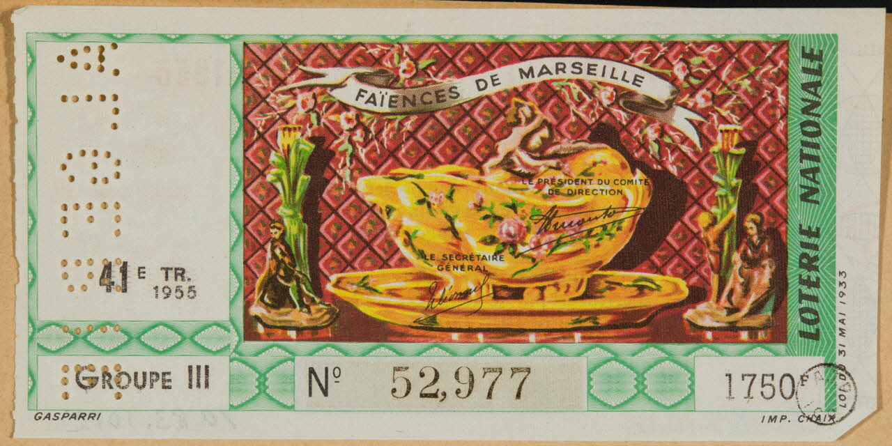 estampe LOTERIE NATIONALE  FAÏENCES DE MARSEILLE 1970.83.1012 Photo