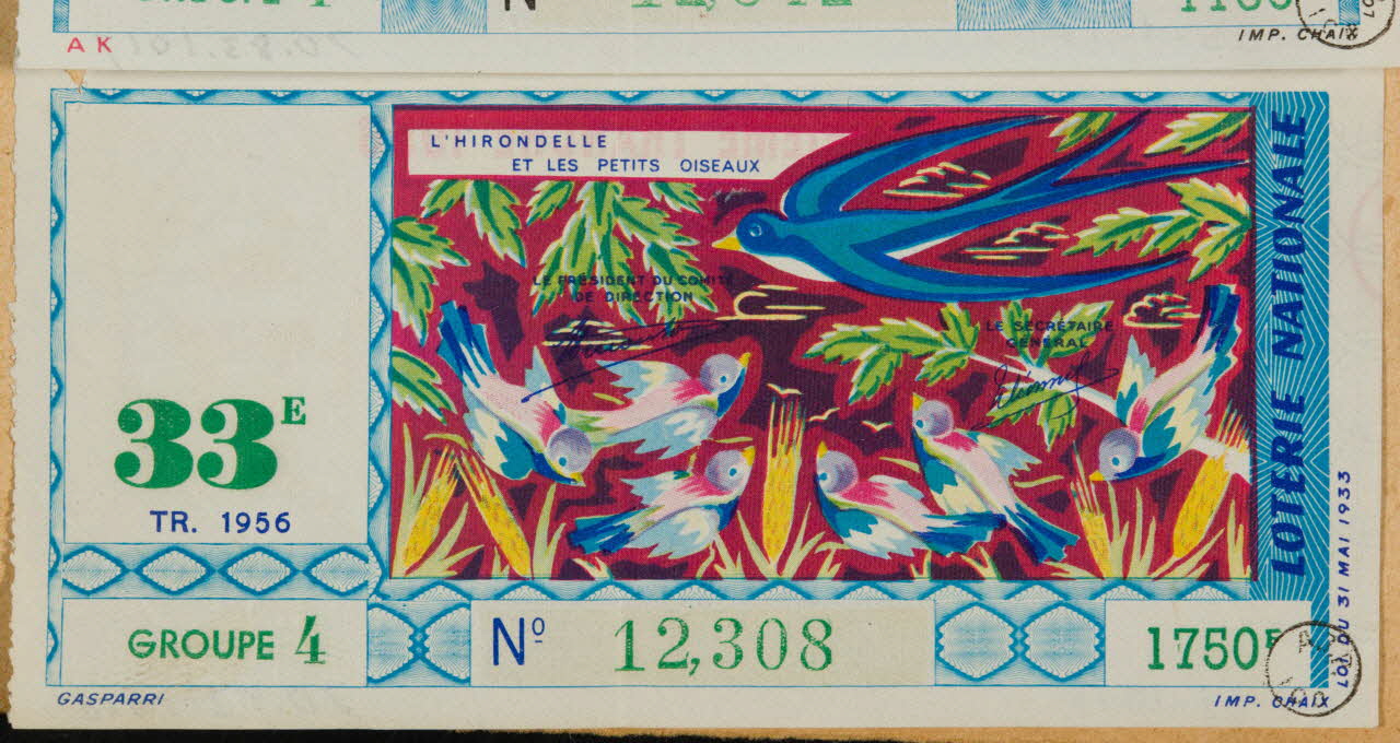 estampe LOTERIE NATIONALE  L'HIRONDELLE  ET LES PETITS OISEAUX 1970.83.1018 Photo