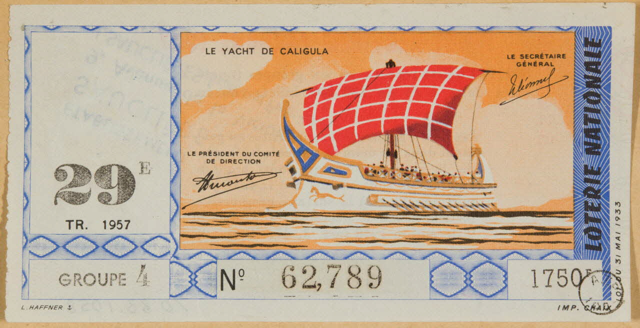 estampe LOTERIE NATIONALE  LE YACHT DE CALIGULA 1970.83.1058 Photo