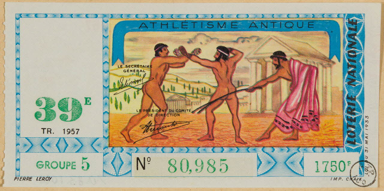 estampe LOTERIE NATIONALE  ATHLETISME ANTIQUE 1970.83.1061 Photo