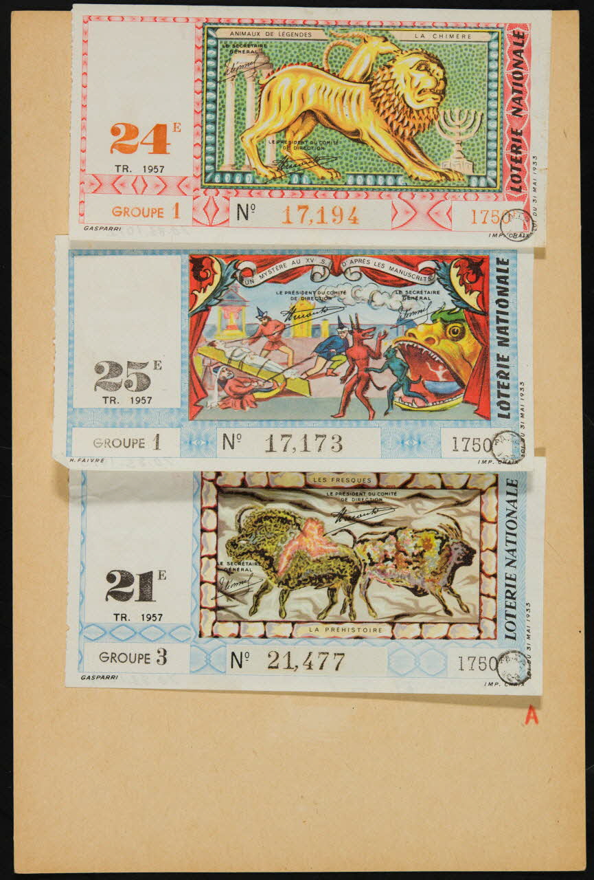 estampe LOTERIE NATIONALE  LES FRESQUES  LA PREHISTOIRE 1970.83.1074 Photo