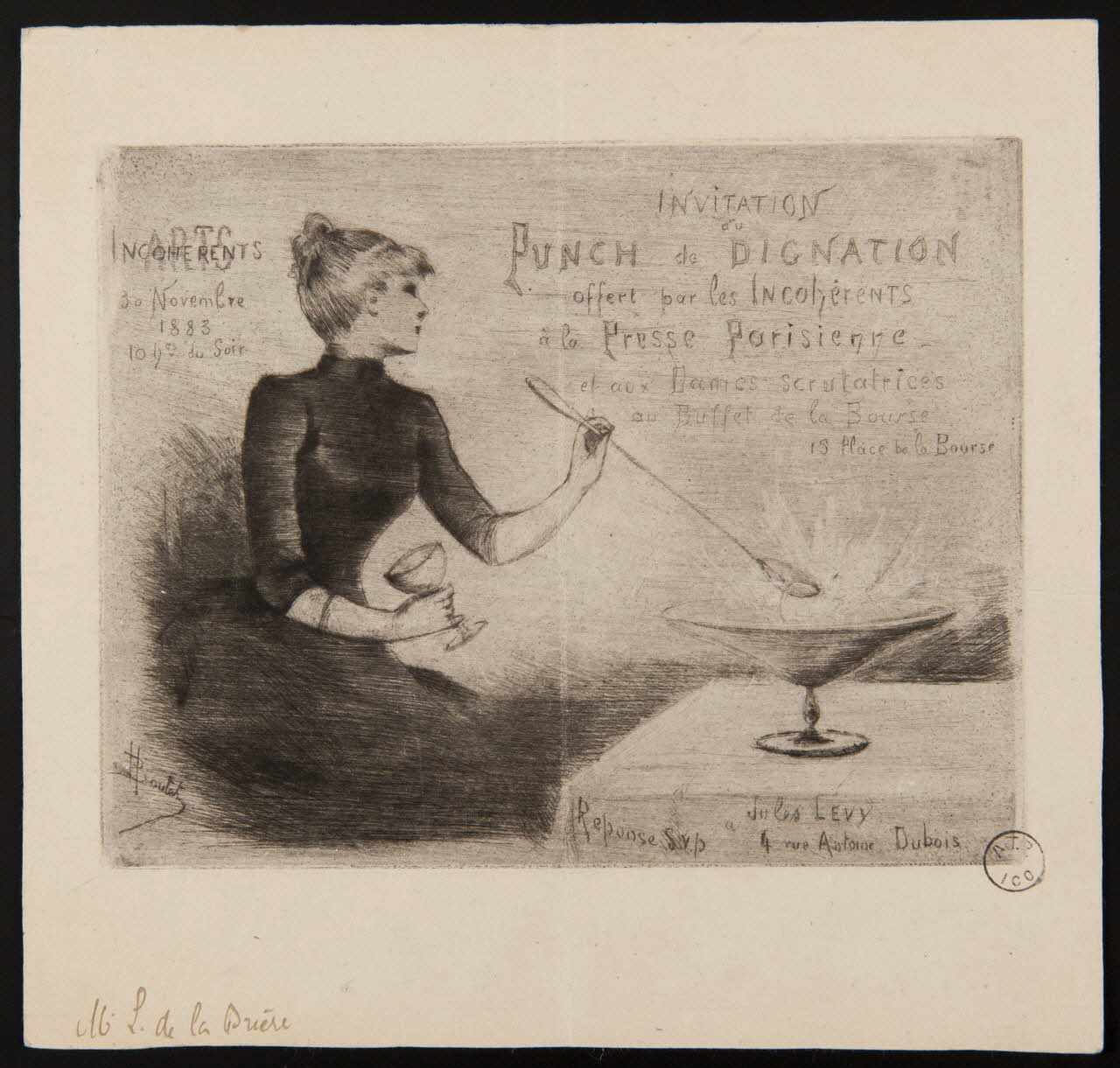 J.H Gouery ; H Boutet estampe INVITATION  au  PUNCH de DIGNATION 1883 1970.83.108 Photo